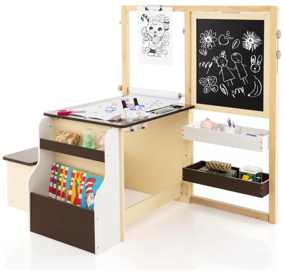 Shop Baby Direct Rever Bebe Kids Art Easel Table & Bench Set