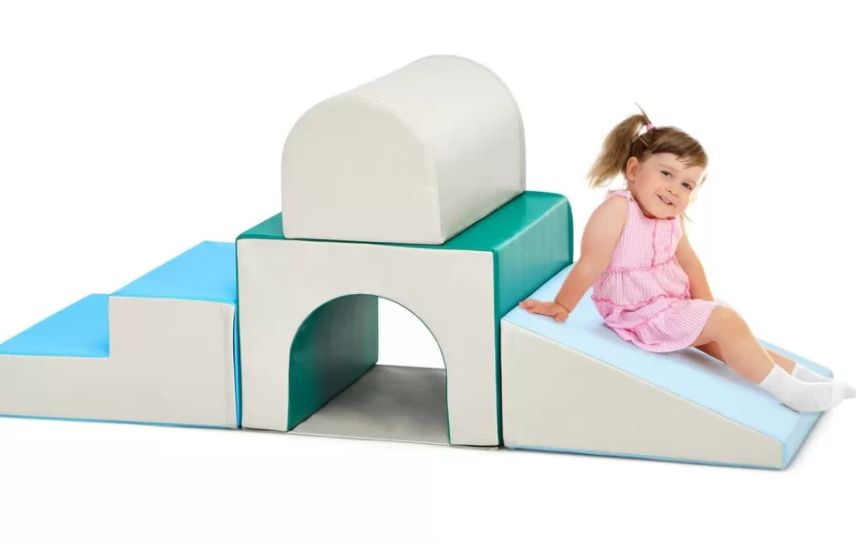 Clearance Baby Direct Rever Bebe  Kids Crawl & Climb Foam Play Set, 4 Pieces Baby Single-Tunnel Foam Climber