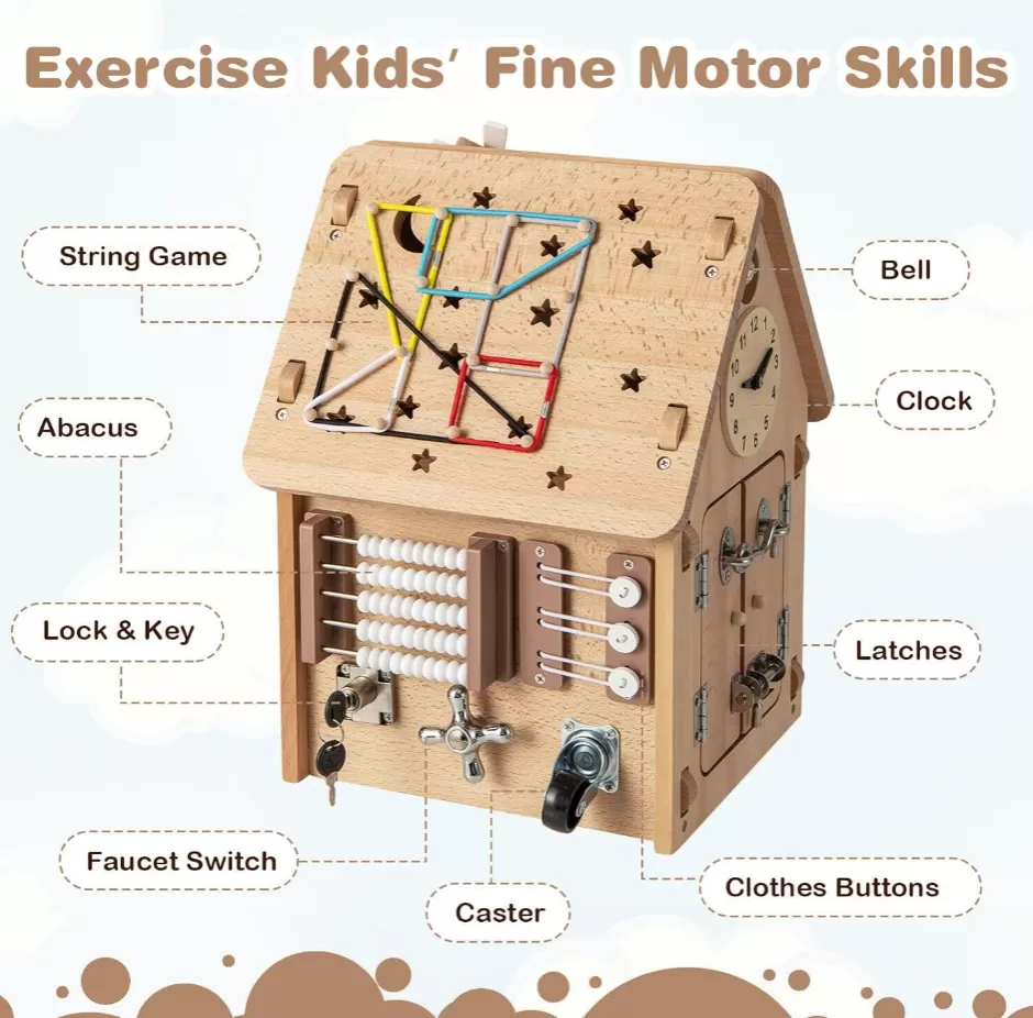 Fashion Baby Direct Rever Bebe  Kids Montessori Busy House Toy, Wooden Multi-Purpose Play House