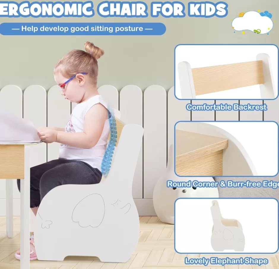 Best Sale Baby Direct Rever Bebe  Kids Table and Chairs Set, 4-in-1 Wooden Activity Table and 2 Chairs
