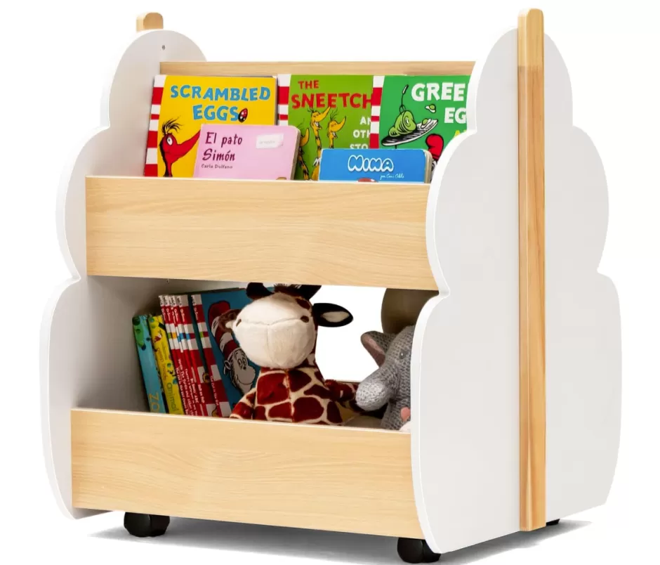 Sale Baby Direct Rever Bebe Kids Wooden Bookshelf, Toddler Double-Sided Bookcase Toy Storage