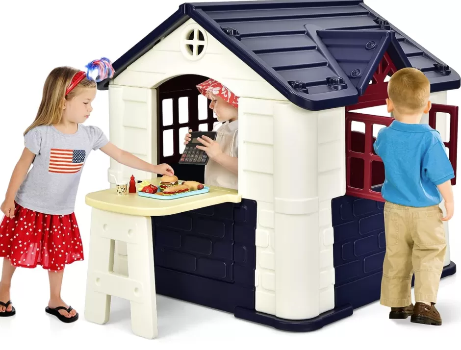 Best Sale Baby Direct Rever Bebe  Playhouse for Kids, Outdoor Garden Games Cottage w/Working Doors & Windows, Pretend Toy House w/Picnic Table