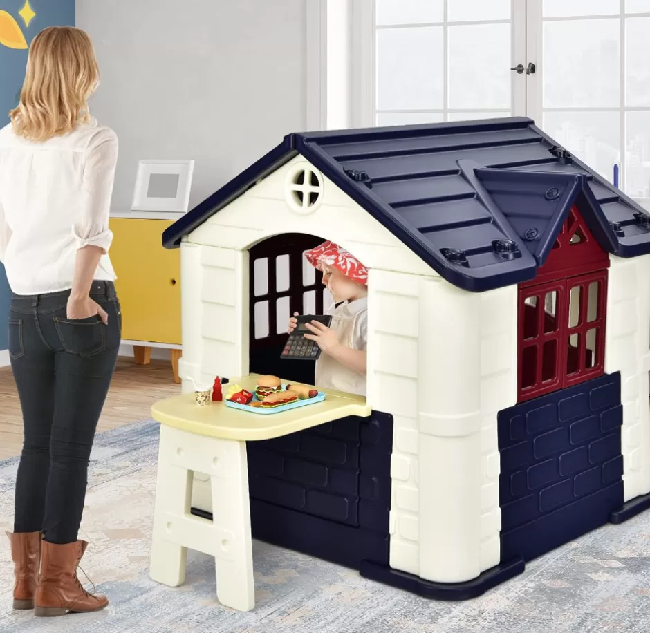 Best Sale Baby Direct Rever Bebe  Playhouse for Kids, Outdoor Garden Games Cottage w/Working Doors & Windows, Pretend Toy House w/Picnic Table