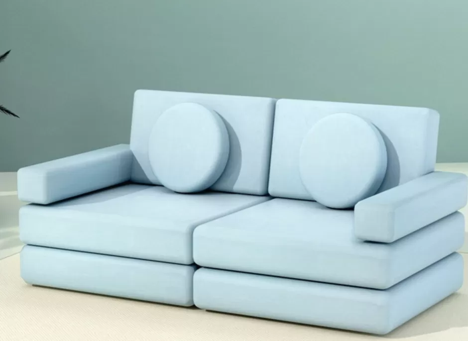 Clearance Baby Direct Rever Bebe Sofa Bed 2 Seater Kid DIY Play Couch Velvet Blue