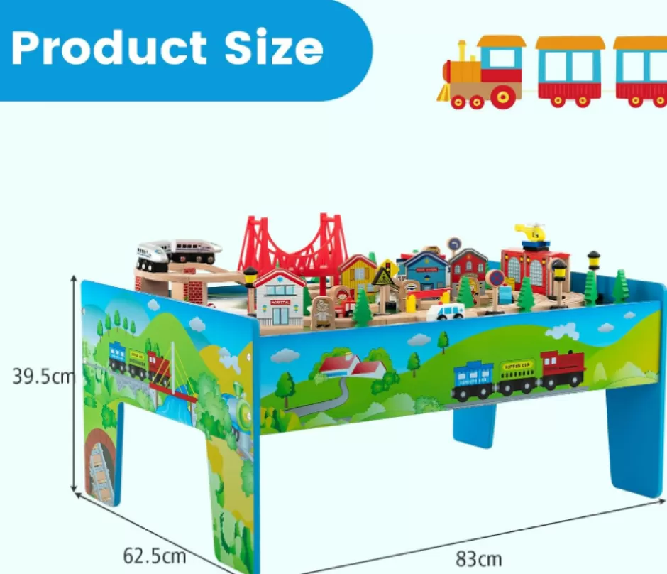 Hot Baby Direct Rever Bebe Wooden Train Railway Table Set Multi Color