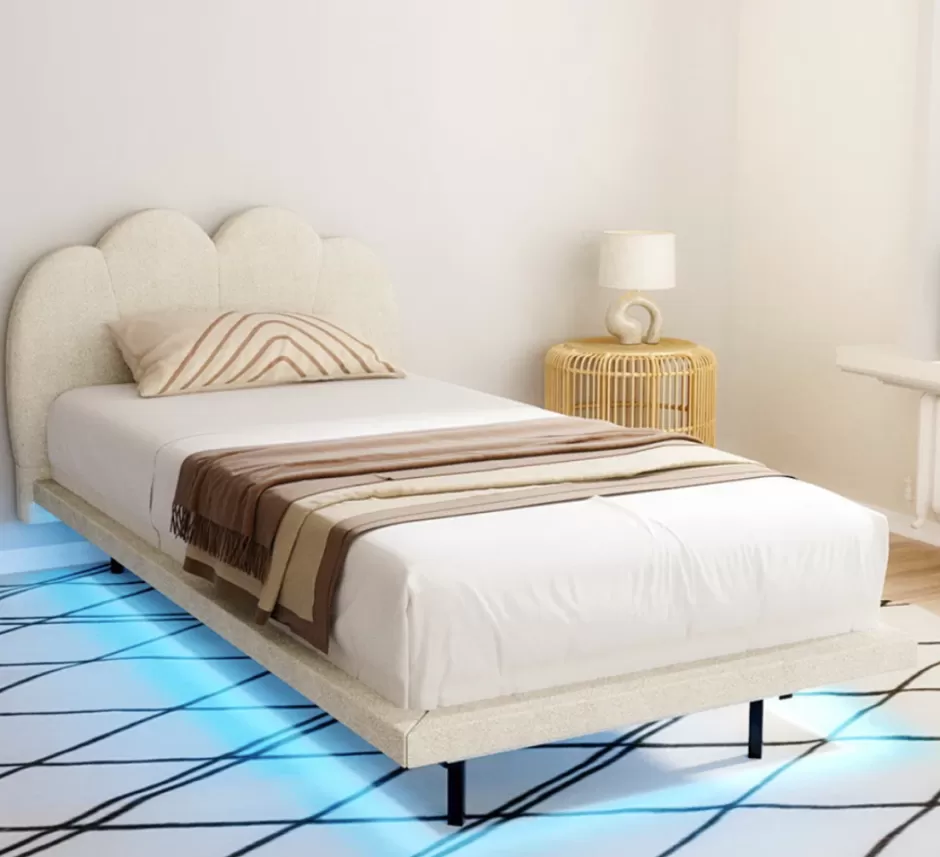 New Baby Direct Rever Living Bed Frame Single Size Vanilla Boucle Beige SASA