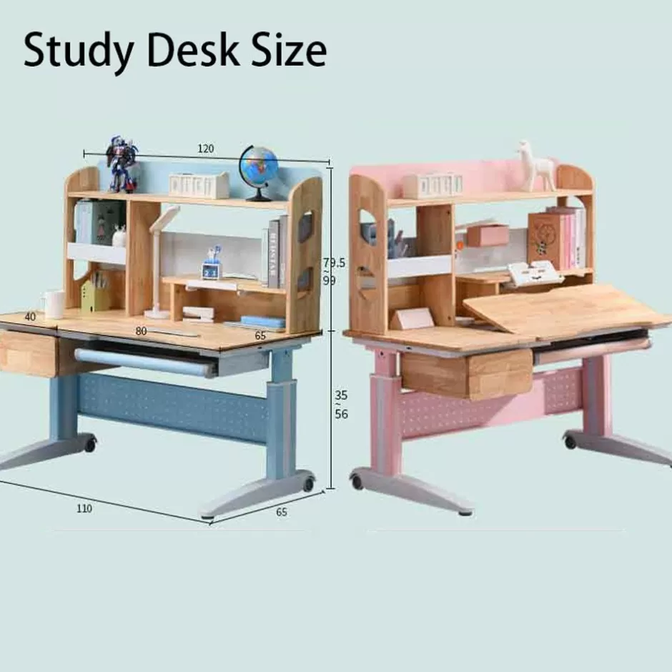 Best Sale Baby Direct Solid Rubber Wood Height Adjustable Children Kids Ergonomic Blue Study Desk Only 120cm AU